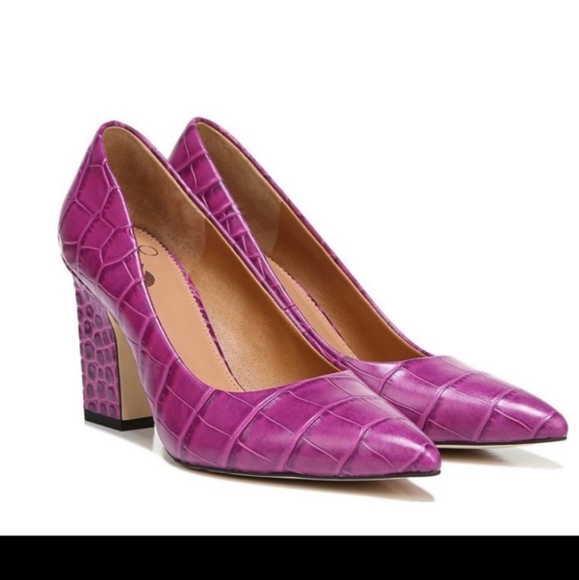 SARTO By Franco Sarto Shoes - Franco Sarto Purple Crocodile Pumps Size 8 Shoes Leather Heels Pointed Toe